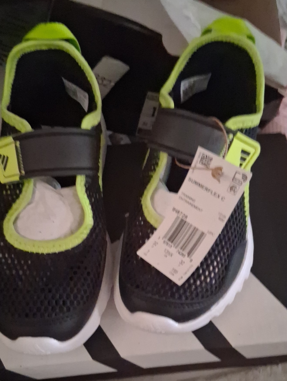 Kids Black and Neon Green Active Mesh Shoes - Comfort Slip-On